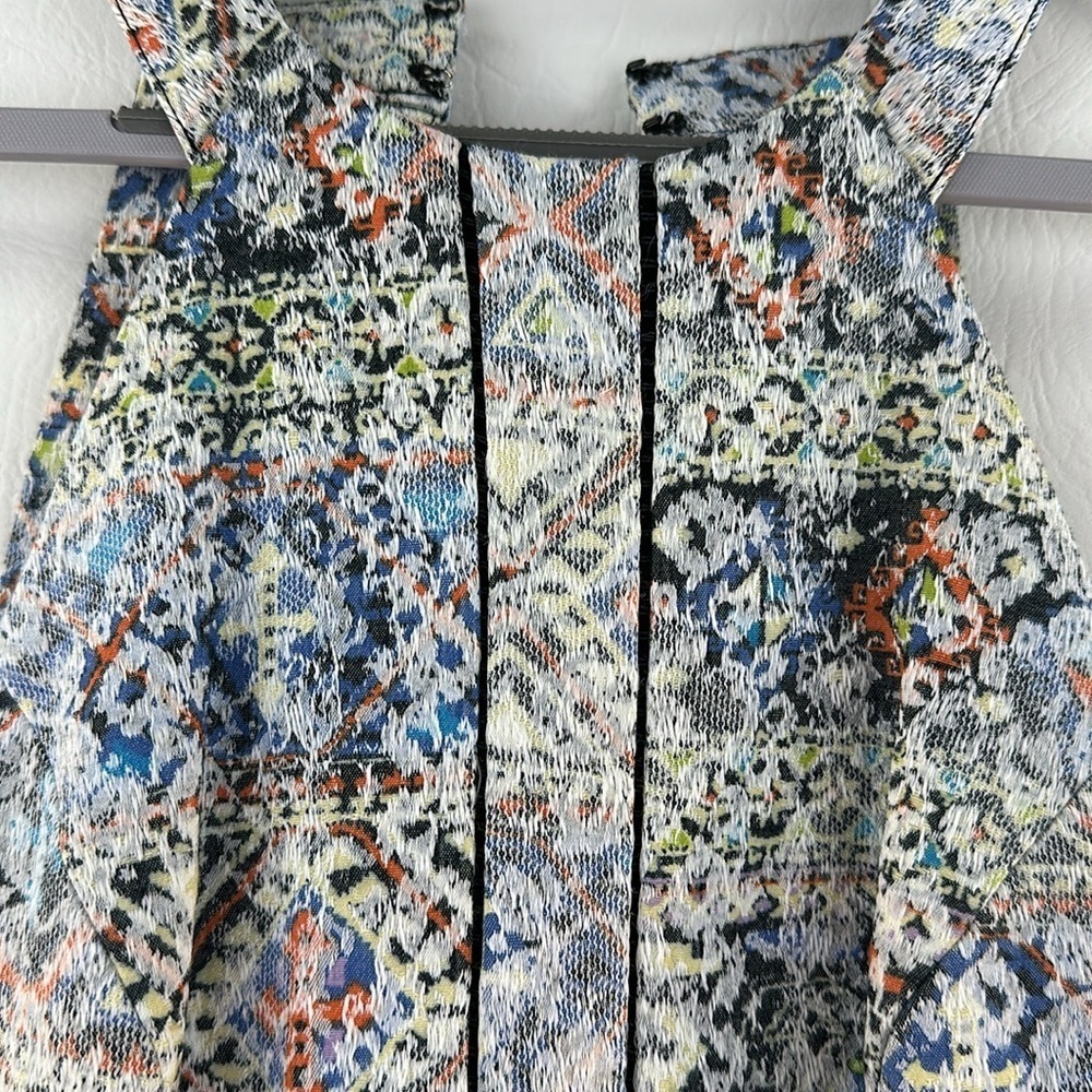 Parker Racer Back Jacquard Mosaic Print Tulip Mini Dress - Picture 6 of 13